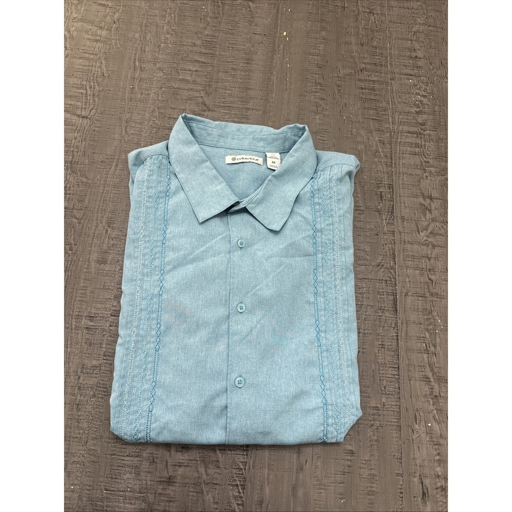 Cubavera Men's Delphinium Blue Button Up 4X Beach Vacation‎ Lightweight Cigar